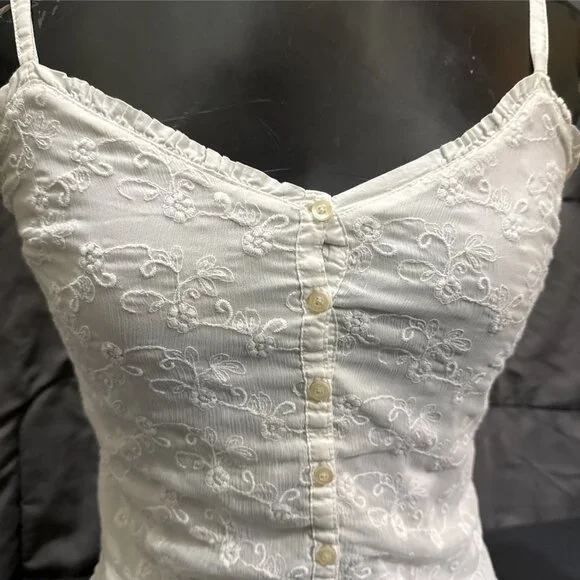 Y2K Hollister Cami Tank Top Size XS Lace Ivory Indie Grunge Layering Button Down - Picture 6 of 16